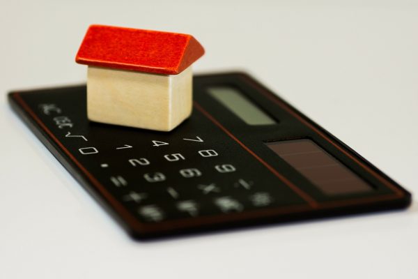 Model of house with calculator